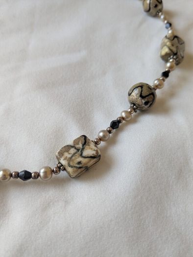 Silver, natural pearls necklace