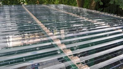 Clear polycarbonate roof sheeting