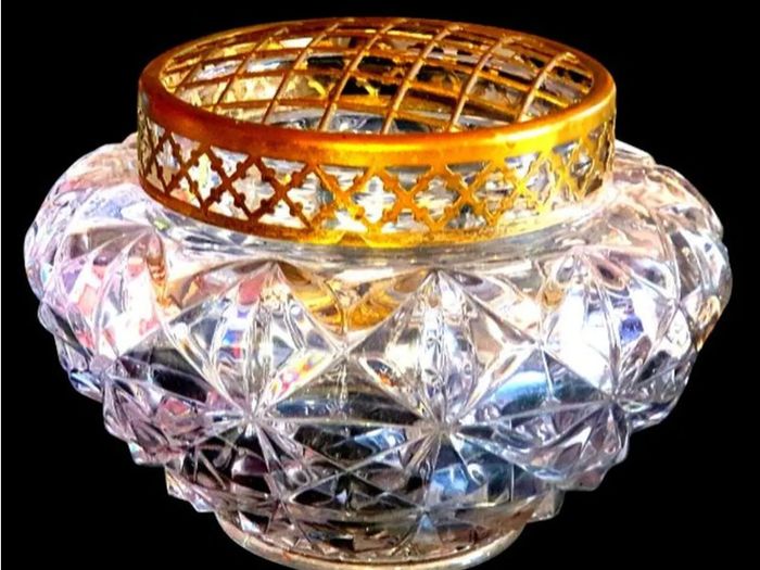 Vintage Harrods Heavy Cut Crystal Rose Bowl