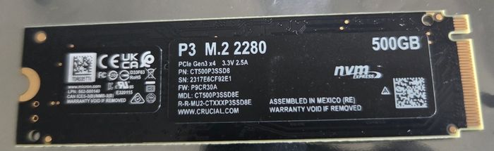 Crucial P3 500gb NVMe M.2 ssd