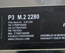 Crucial P3 500gb NVMe M.2 ssd