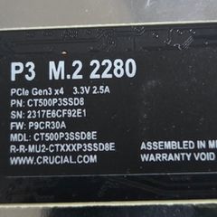 Crucial P3 500gb NVMe M.2 ssd
