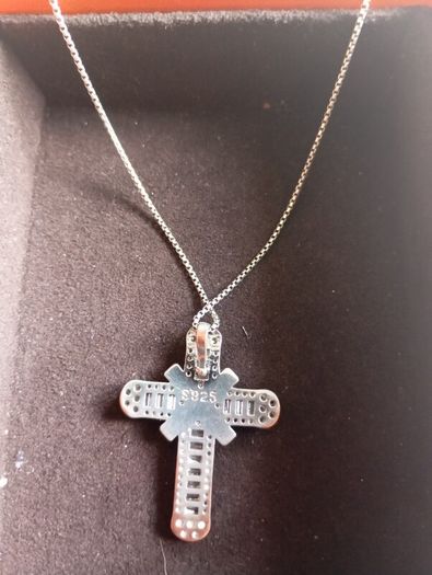 sterling Silver cz cross on sterling silver chain