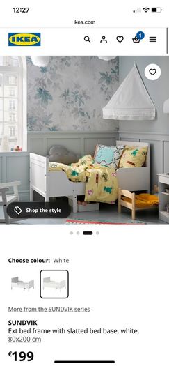 IKEA SUNDVIK Ext bed frame with slatted bed base, white, 80x200 cm