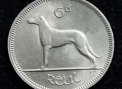 Ireland - 1968 - 6 Pence - Wolfhound - UNC - KM.13a - [2528]