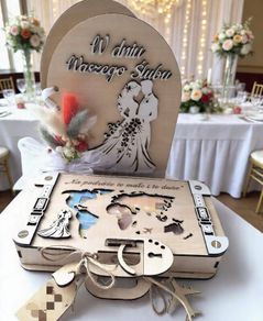 Unique Wooden Wedding Gift Set Personalised Card and Money Box Handmade
