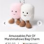New JELLYCAT Amuseables Pair of Marshmallows Bag Charm Image 2