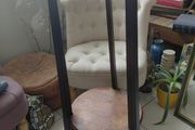 Vintage French wooden plant stand two tier