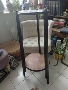 Vintage French wooden plant stand two tier