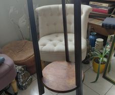 Vintage French wooden plant stand two tier
