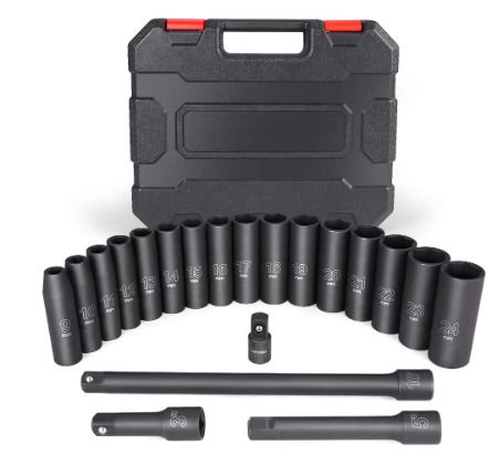 BRAND NEW 20pcs 1/2" Drive Metric Impact Socket Set Universal Socket Metric Drive Deep Socket Wrench For Air Pneumatic Repair Tools