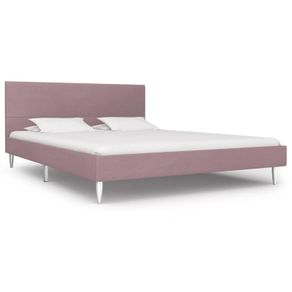Bed Frame Pink Fabric 150x200 cm
