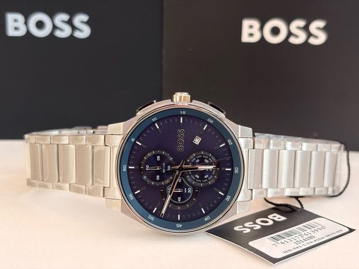 BOSS Peak 2.0 Chronograph 45mm Blue Matte Dial Steel Bracelet Watch 1514189