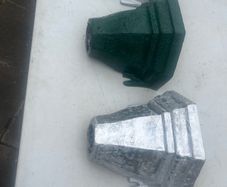 3 water hoppers converted to plant holders. With drainage