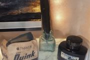 Rare 1918 Antique "Fields" Ink &amp; Gum Set + Full Vintage Parker Quink