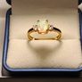 Cushion cut Rare Ethiopian Welo Opal and Lab Grown Diamond Trilogy Ring Image 9