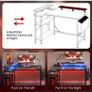 L Shaped Gaming Desk with LED Lights & Power Outlets, 120x80cm Corner Computer Table with Storage Bag & Adjustable Shelves & Large Monitor Stand, Home Office Study Workstation, Carbon Black Image 10