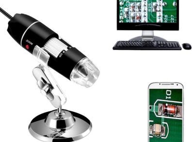 40 to 1000x Magnification Endoscope, 8 LED USB 2.0 Digital Microscope, Mini Camera with OTG Adapter and Metal Stand, Compatible with Mac Window 7 8 10 11 Android Linux (FREE POSTAGE)