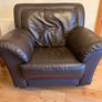 Genuine Leather 3-Piece Suite Excellent Condition Chocolate Brown Image 3