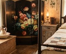 Antique painted panel screen