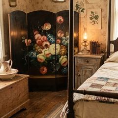 Antique painted panel screen
