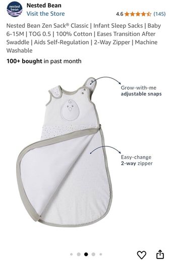 Nested Bean Weighted Sleep Sack Classic 6-15mo 0.5 TOG - Transition after swaddle