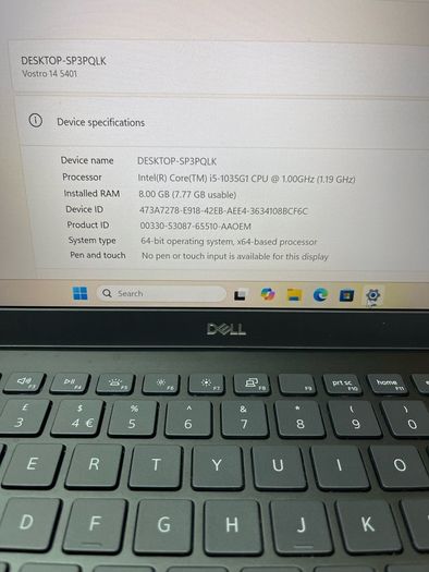 Dell Laptop i5 pro 10gen 8/256 Windows 11 pro