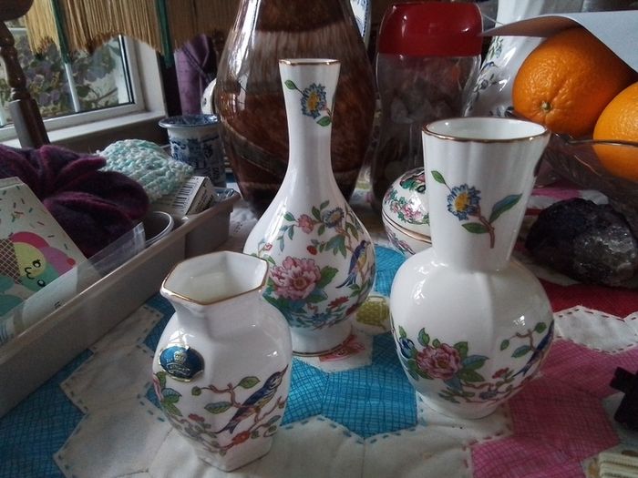 Three Pieces  Aynsley " Pembroke" Vases