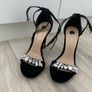 River Island Black Suede Crystal Heels Image 3