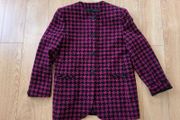 Debbie vintage wool pink black hundstooth jacket blazer size M 12 ,  Ireland