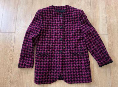 Debbie vintage wool pink black hundstooth jacket blazer size M 12 ,  Ireland