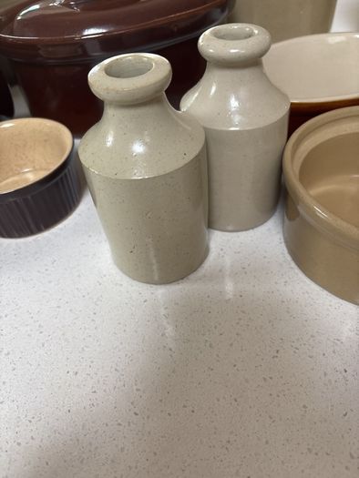 18 Pieces- Vintage Earthenware Glazed Pottery Pieces- Pearson's of Chesterfield, Moira Pottery , Emile Henry - French Designer- all in great condition