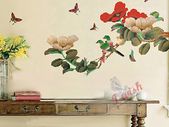 Peony Flower Tree and Butterfles Removable 3D Wall Stickers