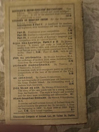 The New Era Grammer Of Modern Irish. By The Rev Gerald O' Nolan. Professor Of Irish  St Patrick's Maynooth.  First Edition 1934 Hardback With Dustjacket In Fair Condition.  See Photos For Same.