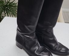 Buffalo black leather pull-on knee high boots Sz 39 - Rrp 150 (New)