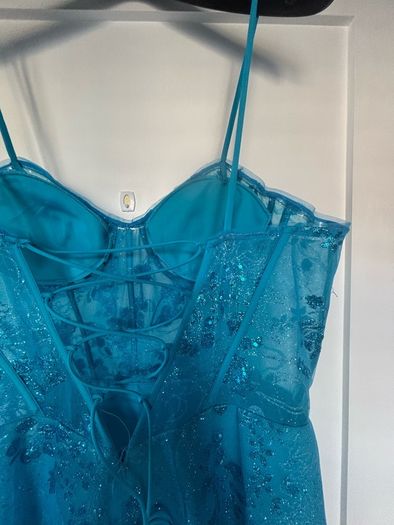 Stunning Blue Debs Dress (strapless or with straps) with sparkle)