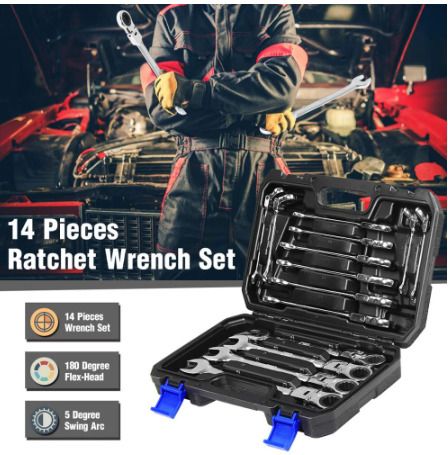 14PCS Keys Set Multitool Wrench Ratchet Spanners Universal Wrench for Car Repair