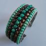 BANGLE - Wooden Beads - Brown & Turquoise Image 2