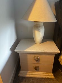 Bedside lockers - pair plus lamps
