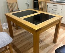 Solid Oak & Marble Extendable Table with 4 Chairs