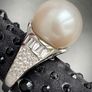 Sterling silver 925 Edison Pearl and Natural Cambodian Zircon Ring in Rhodium Overlay Image 7