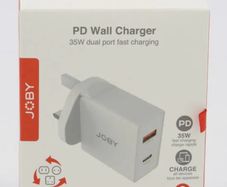 Joby USB Wall fast Charger White Dual Port 35W UK, EU, US adaptors included