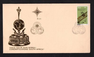 1976 South Africa Victory in World Tournament Lawn Bowling Commemorative Stamp on illustrated First Day Cover (FDC)