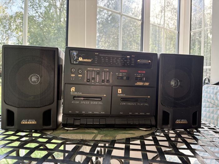Radio and double cassette machine with speakers