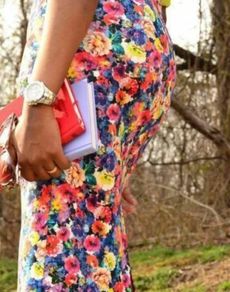 ZARA Floral Print Stretch Midi Skirt New