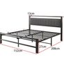 King Size Bed Frame with Storage Headboard, Metal Upholstered Platform Bed Frame King Image 2