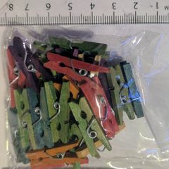 Pack of small coloured wooden pegs