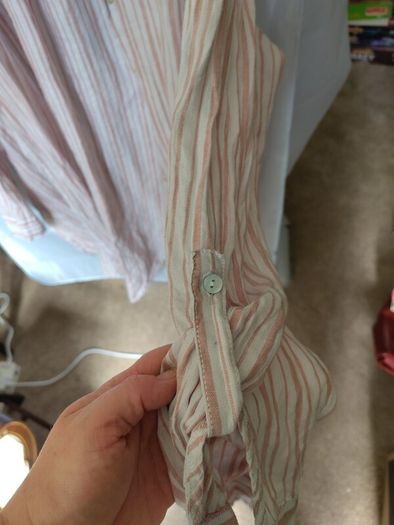 Rose and white striped linen shirt or shirt dress