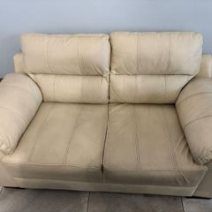 Cream 2 Seater Leather Couch