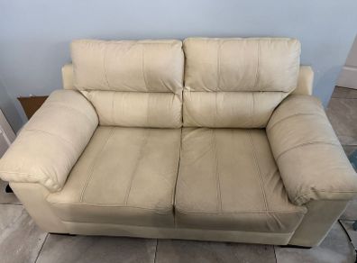 Cream 2 Seater Leather Couch